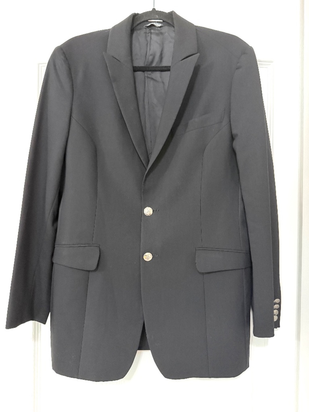 Thierry Mugler Vintage Wool Blazer Jacket Black Star Buttons Italy Sz 48 / 38R
